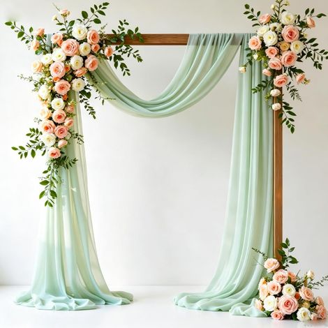 1.6 8m Voilage Vert, Tulle Mariage Voitur, Deco Mariage, Rideau en Tulle, Arche Tenture Mariage, Fête Rideau de Gaze, Voilage Mariage, pour Décoration, Cérémonie, Fête, Rideau de Gaze (Vert (1/5)