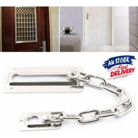 Verrou de sécurité coulissant coulissant en acier inoxydable pour porte de bureau ou de maison, chaîne de verrouillage (1/5)