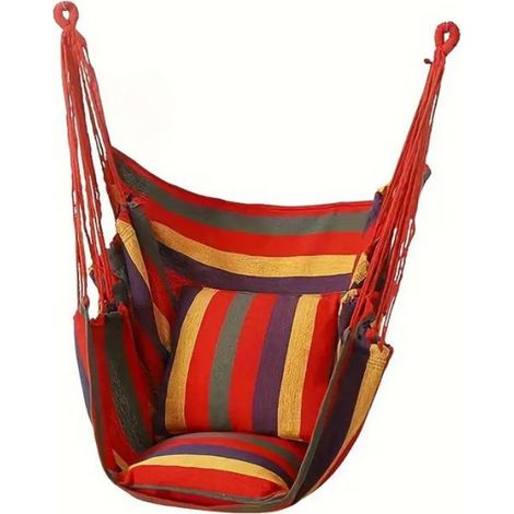 Chaise suspendue avec balanoire 2 oreillers sangles solides et crochets pour une suspension facile HAMAC (1/3)