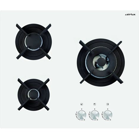 mesa gas cristal 3 fuegos 60cm - AV635HWH - Airlux -