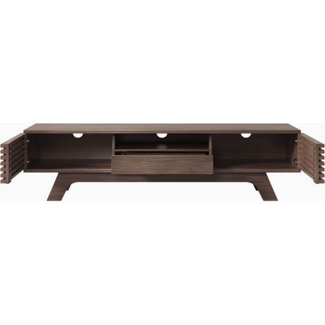 ELVMI Mobile TV con 2 Ante, 1 Cassetto e Vani Aperti, Passacavi, per Soggiorno, in Pannelli, 150×35×44 cm (1/5)
