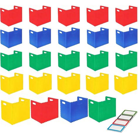 24 Multicolor Folding Office Participation Screens, Suitable for Student Schools, Desks, Libraries and School Offices with 72 Name Tags (1/5)