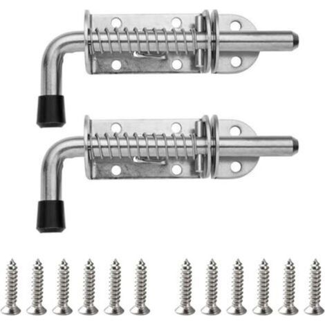 Lot de 2 loquets à ressort en acier inoxydable pour porte coulissante - Facile à installer - Loquets à ressort - Verrou portable pour porte et fenêtre (1/5)