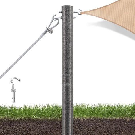 Robustes Metall-Sonnensegel-Stangenset, 63 mm dick, für Garten, Terrasse, Hof, Rasen und Lichterketten, grau, 3,4 m