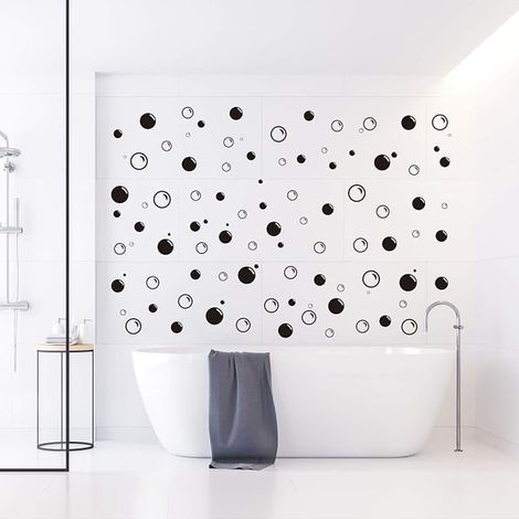 Petites Bulle Stickers Salle de Bain, Autocollants muraux Amovibles en Vinyle Stickers Porte de Douche, Décoration de Chambre D'enfant, Noir (1/4)