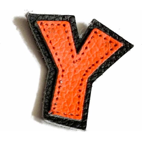 STI Lettere Numeri e caratteri in Pelle mini h.35mm per tuta da cucire o incollare a tute moto Arancio Fluo