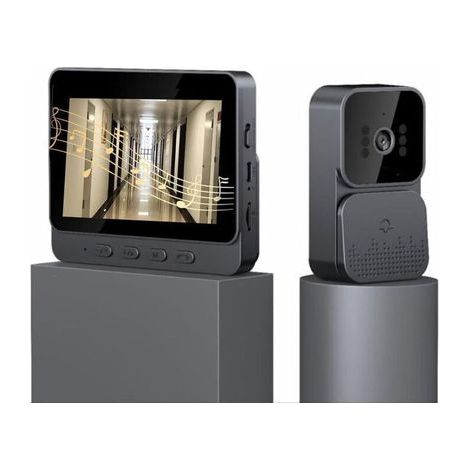 Sonnette vidéo sans fil avec caméra 1080p – Sonnette vidéo sans fil de 4,3 pouces – Vision nocturne infrarouge – Interphone vidéo bidirectionnel-AquaForge (1/4)