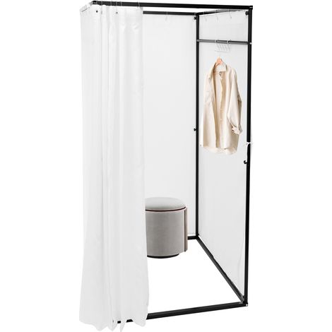Magasin de vêtements, vestiaire Portable avec Rideau d'ombrage utilisé dans Le Bureau, Le Centre Commercial, la Boutique, Protection de la Vie privée Mobile temporaire (Blanc, 100x100x200 cm) (1/5)
