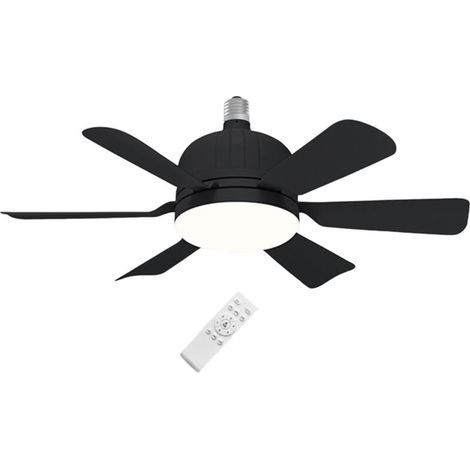 Ventilateur de Plafond avec Éclairage LED, Dimmable 3 Couleurs et Télécommande, 3 Vitesses de Ventilation, Douille E27, Noir (1/3)