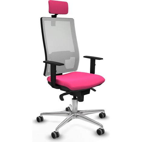 Horna sincro malla blanca similpiel rosa brazos 1D base aluminio cabecero 2D ruedas 65mm engomadas (1/5)