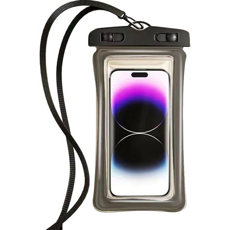 Custodia universale impermeabile per telefono, design galleggiante, compatibile con touchscreen, nera (1/2)