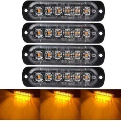[JAMAIS UTILISÉ] 4 feux d'avertissement d'urgence pour véhicules, feux d'urgence pour camions, feux stroboscopiques, 6 LED à montage en surface étanches,-- (1/4)