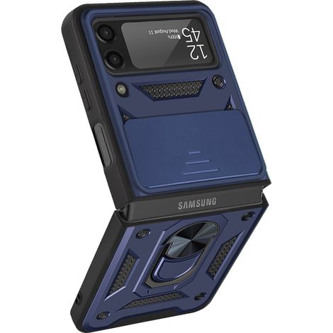 Custodia protettiva rinforzata per Samsung Galaxy Z Flip3 5G, CamShield Slide, blu (1/5)