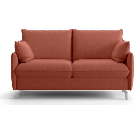 Canapé droit convertible 3 places en tissu chenille terracotta - ouverture express - Astoria (1/5)