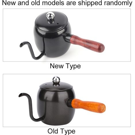Cafetière domestique en acier inoxydable, bouilloire à filtre, théière à long bec, 500 ml, noire, 500 ml (1/5)