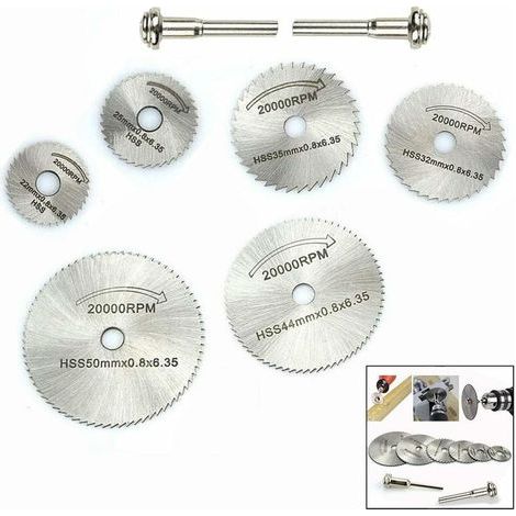 Set of 8 Mini Diamond Cutting Discs, HSS Circular Wood Cutting Saw Blades (1/5)