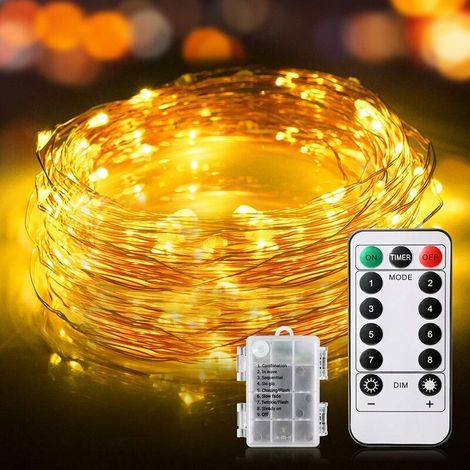 Guirlande Lumineuse,20M et 200 Guirlande LED Piles IP65 Etanche 8 Modes Fairy Lights interieur/extérieur Guirlande de Lumière pour Chambre Noël Mariage Soirée Maison Jardin - Blanc Chaud (1PCS) (1/5)