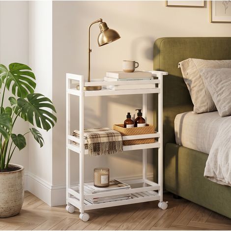 Carrello da cucina 55x20x75 cm in bambù bianco con ripiani FloraGrace (1/5)