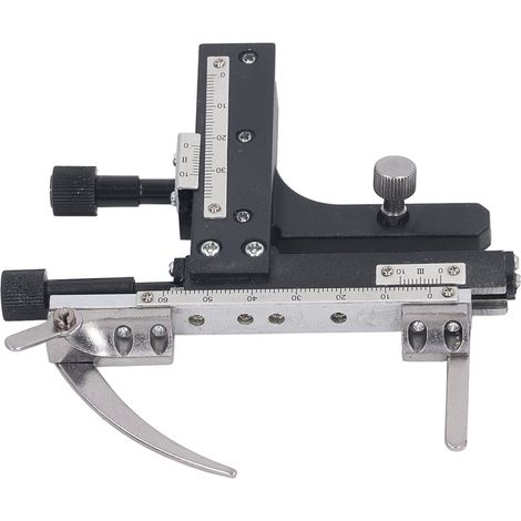 Pied à coulisse pour microscope, règle mobile verticale et horizontale, platine mécanique en alliage d'aluminium.