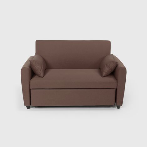 Divano letto 2 posti estraibile design moderno in tessuto Porto Rico - Marrone