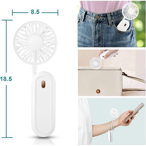 Ventilateur de cou portable blanc, mini ventilateur USB, rotation libre à 360° (1/5)