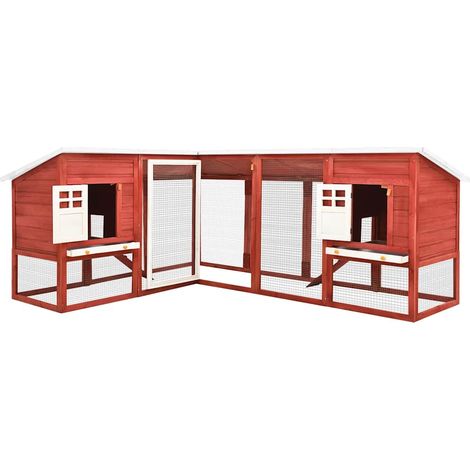 Maison Exclusive - Conigliera per Esterni Grande Rossa e Bianca in Legno di Abete (1/5)