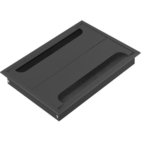 Passe Cable Bureau Grommet à câbles à Double Face avec Brosse Noire, (20x14.5cm/7.9x5.7in)Couvercle carré en Alliage d'aluminium pour Passage de Fils pour Bureaux et Stations de Jeu (1/5)