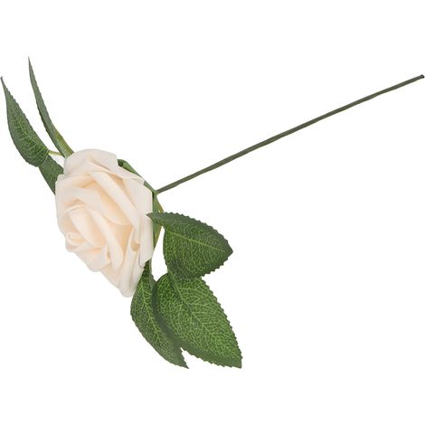25 Fleurs Artificielles Réalistes Roses 7cm Tige 18cm Fausses Roses Douces pour Mariage Fête Déco Champagne (1/5)