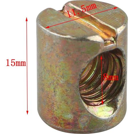 Lot de 10 écrous à fente M8 x 15 mm, écrous à goujon pour meubles et chaises hautes (1/3)