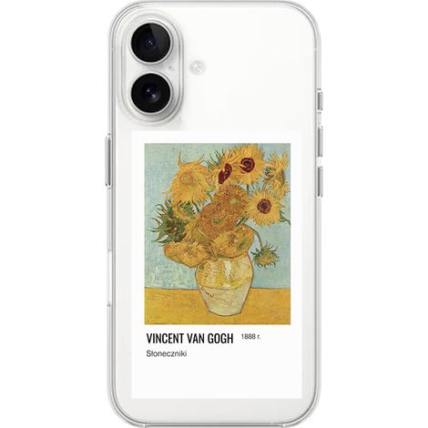 Custodia per iPhone 16, trasparente, Flexi in silicone, girasoli Van Gogh (1/5)