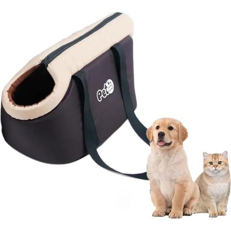 Sac Transport Chien Chat Grande Capacité Sac à Main pour Animaux De Compagnie Doux Sac de Voyage Hiver Chaud Sacoche À Bandoulière Portable Panier pour Petits Chiens Chats,Café,Taille Unique (1/5)