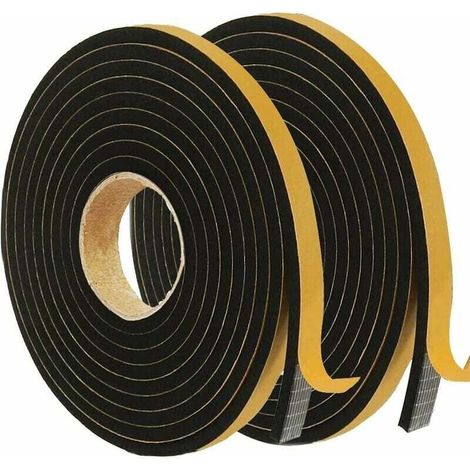 2 Rollen selbstklebende Dichtung für Türfenster, 12 mm (B) x 3 mm (H), Isolierdichtung aus Gummischaum, multifunktional, zum Abdichten, winddicht, kältebeständig, stoßfest, Griffschutz, 5 m/Rolle (sch (1/4)
