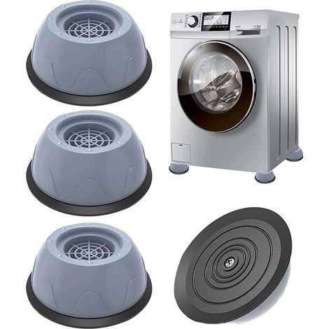 Lot de 4 patins antidérapants et absorbants pour machine à laver, rehausseur de 8 cm, base de tambour de réfrigérateur universelle et résistante (1/4)