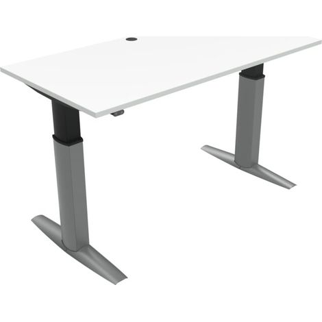 Bureau à réglage en hauteur électrique STIER 501-23 160x80 cm, mélaminé blanc 68-120 cm (1/4)