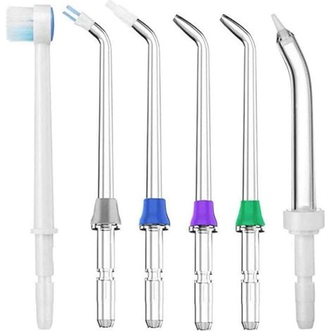 6 pièces Set de Buses pour Irrigateur Buccal, Embout Jet de Remplacement Accessoires Compatible avec WP-100/WP-250/WP-300/WP-450/WP-560/WP-660/WP-811/WP-900 (1/5)