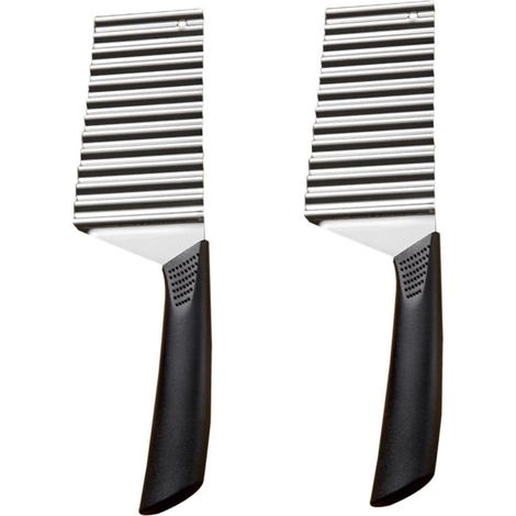 2 pièces Couteau Coupe-pommes de Terre Ondulé Inox Portable Lame Créative Vague Lot pour Cuisine Coupe-frite Facile et Gain de Place (1/5)