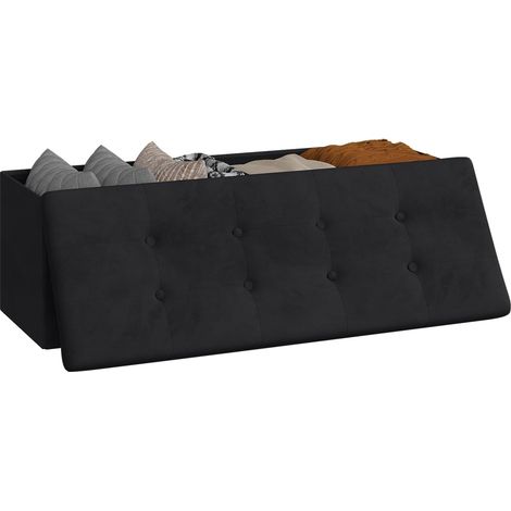 WOLTU Pouf Contenitore Pieghevole Cassapanca Scarpiera Poggiapiedi 110 cm Nero
