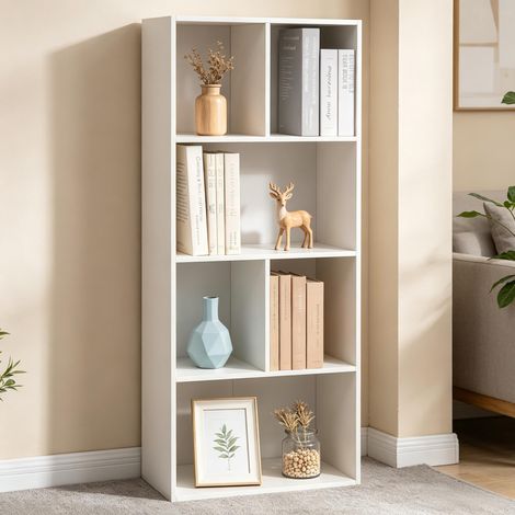 Étagère d'exposition moderne sur pied, bibliothèque de rangement design pour salon, chambre ou bureau — 4 étagères réglables (1/4)