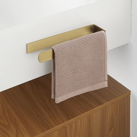 Porte Serviette Salle de Bain, Longueur 22.5 CM, Barres Porte-Serviettes Support Mural, en Acier Inoxydable, Porte Serviette de Bain Antirouille et Durable, Doré (1/5)