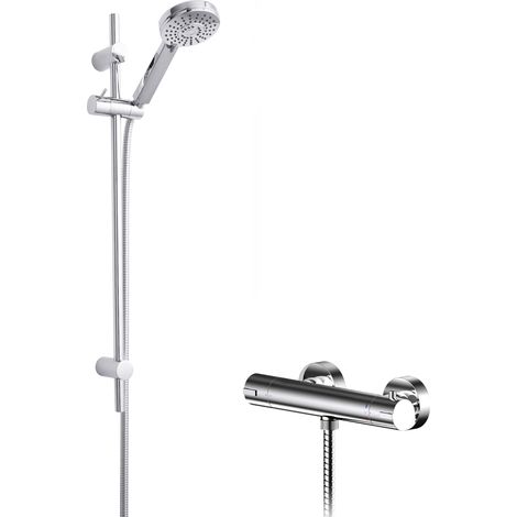 Current Round Bar Valve & Water Saving Slide Rail Kit Shower Set - Chrome - Balterley