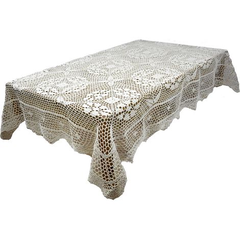 Tovaglia in filo naturale 140/220 Tovaglia all'uncinetto in cotone beige (1/5)