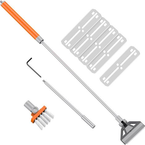 Kit de nettoyage pour aquarium avec grattoir à algues et brosse, outil d'entretien télescopique avec 5 lames en acier inoxydable