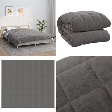 Couverture lestée Gris 200x225 cm 9 kg Tissu - Couverture Lestée - Couverture Poids - Literie - Sommeil Profond - Relaxation - Home & Living (1/5)