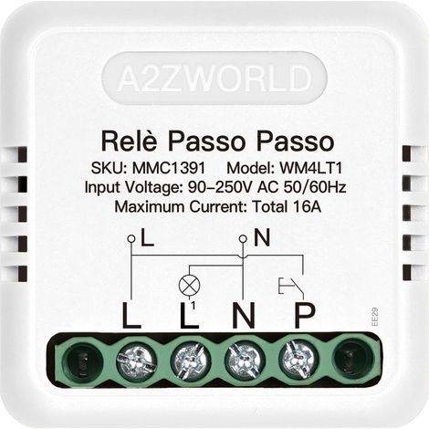 Relè Passo Passo Elettronico Silenzioso, Impulse Relay 1 Contatto NO 16A 220V AC, Con Memoria 40X40X18mm, Montaggio da Incasso o Barra DIN, Compatibile Con Finder 13.91 e 26.01