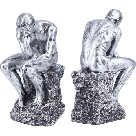 Statue Penseur Style Européen en Résine, Décoration Élégante pour Bibliothèque ou Bureau (1/5)