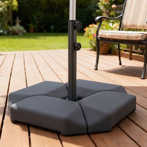 Base para Sombrilla de 4 Piezas, para Cantilever Soporte para Parasol de HDPE Rellenable con Agua 77 kg o Arena 100 kg (1/5)
