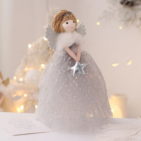 Étoile Pour Sommet D Arbre De Noël - 26 x 15 x 5 cm - Gris - 1 Pièce (1/5)