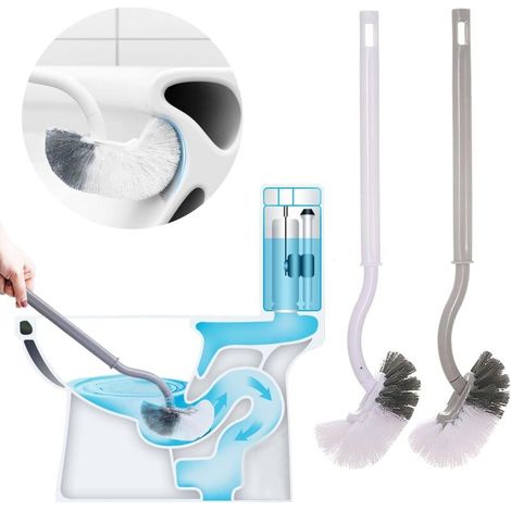 Lot de 2 brosses de toilette, nettoyants pour rebord de cuvette, brosses à récurer pour salles de bain