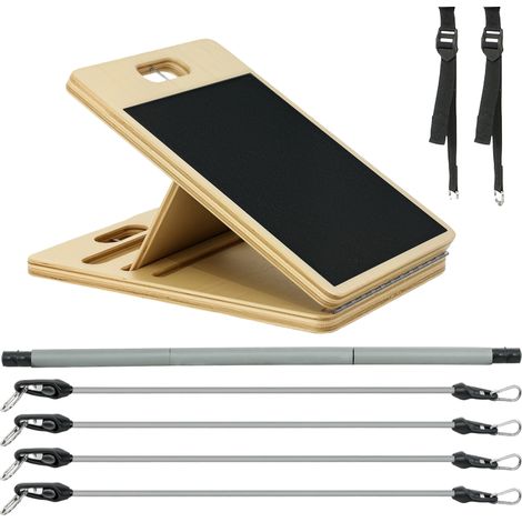Barre de Pilates avec bandes élastiques, planche inclinée réglable et résistance personnalisable pour les étirements, 90 x 33 x 3 cm (1/5)
