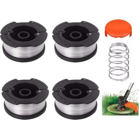 Bobine de fil pour coupe-bordure - Compatible Black & Decker - Lot de 4 - Fil nylon 9 m x 1,6 mm - Bobine ABS durable (1/4)
